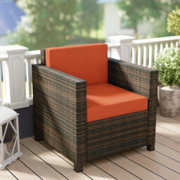 Outsunny PE Rattan Garden Armchair with Cushion - Mixed Brown/Orange - thumbnail 9