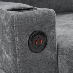 L-Shaped Corner Sofa with USB Charging Ports, Cup Holders, Ergonomic 3-Seater Sectional Couch for Apartment, 202L x 137W x 80H cm, Grey - Aosom.UK - thumbnail 9
