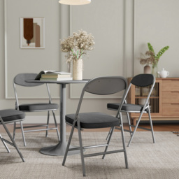 HOMCOM Set of Four Folding Corduroy Seat Chairs - Dark Grey - thumbnail 9