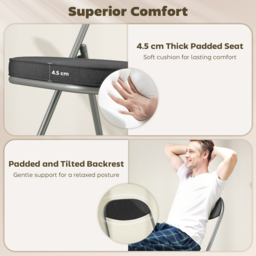 HOMCOM Set of Four Folding Corduroy Seat Chairs - Dark Grey - thumbnail 4