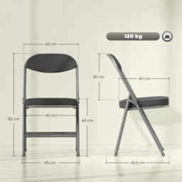 HOMCOM Set of Four Folding Corduroy Seat Chairs - Dark Grey - thumbnail 3