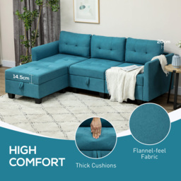 HOMCOM 'L' Shape Modular Sofa, with Storage - Light Blue - thumbnail 6