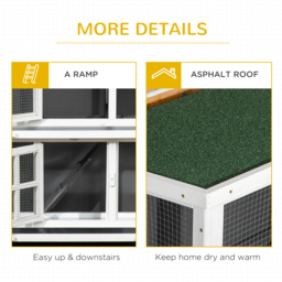 PawHut Wooden Rabbit Hutch with Wheels, Guinea Pig Cage, Small Animal House for Outdoor & Indoor with Slide-out Trays, 119 x 50.5 x 109cm, Grey - thumbnail 8