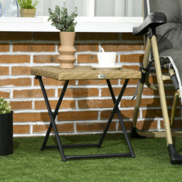 Outsunny Garden Small Folding Square Rattan Coffee Table Bistro Balcony Outdoor Wicker Weave Side Table 40Hx40Lx40Wcm, Natural - thumbnail 2