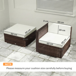 Outsunny 7-Piece Patio Furniture Cushions, Outdoor Loveseat Cushion with Removable Covers for Rattan Furniture, 60x60 cm, Cream - thumbnail 3