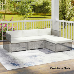 Outsunny 7-Piece Patio Furniture Cushions, Outdoor Loveseat Cushion with Removable Covers for Rattan Furniture, 60x60 cm, Cream - thumbnail 8