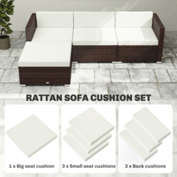 Outsunny 7-Piece Patio Furniture Cushions, Outdoor Loveseat Cushion with Removable Covers for Rattan Furniture, 60x60 cm, Cream - thumbnail 7