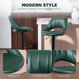 HOMCOM Set of Two Faux Leather Bar Stools - Dark Green - thumbnail 7