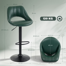 HOMCOM Set of Two Faux Leather Bar Stools - Dark Green - thumbnail 3