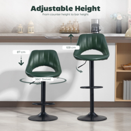 HOMCOM Set of Two Faux Leather Bar Stools - Dark Green - thumbnail 6