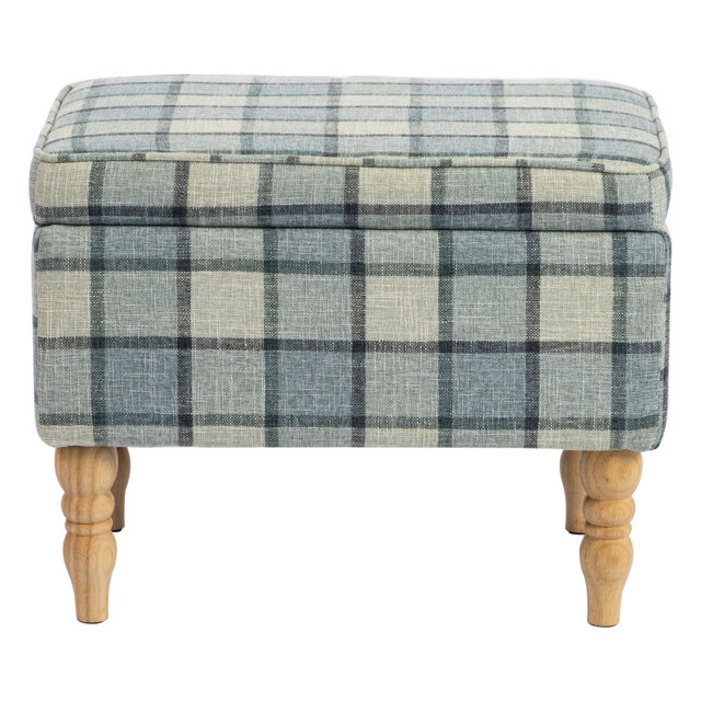 HOMCOM Linen Fabric Upholstered Footstool, Rectangular Storage Stool with Removable Top, Padded Seat and Hidden Space, Grey - image 1