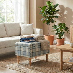 HOMCOM Linen Fabric Upholstered Footstool, Rectangular Storage Stool with Removable Top, Padded Seat and Hidden Space, Grey - thumbnail 8