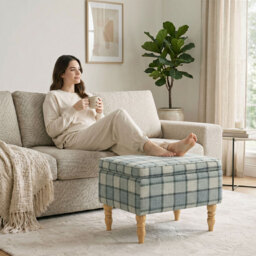 HOMCOM Linen Fabric Upholstered Footstool, Rectangular Storage Stool with Removable Top, Padded Seat and Hidden Space, Grey - thumbnail 2