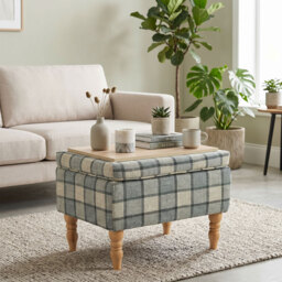 HOMCOM Linen Fabric Upholstered Footstool, Rectangular Storage Stool with Removable Top, Padded Seat and Hidden Space, Grey - thumbnail 7
