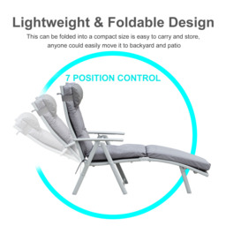 Outsunny Outdoor Patio Sun Lounger Garden Texteline Foldable Reclining Chair Pillow Adjustable Recliner with Cushion - Grey - Aosom UK - thumbnail 5