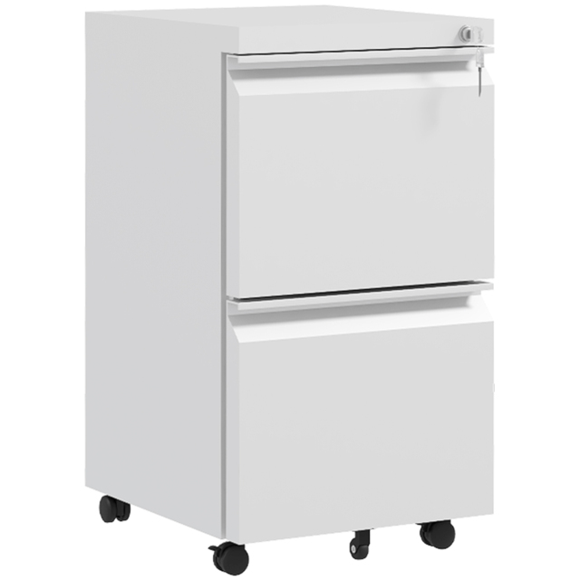 Vinsetto Mobile Steel Filing Cabinet, 2-Drawer Lockable Unit on Wheels with Adjustable Hanging Bar for Various File Sizes, White - Aosom UK - image 1