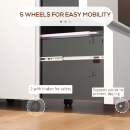 Vinsetto Mobile Steel Filing Cabinet, 2-Drawer Lockable Unit on Wheels with Adjustable Hanging Bar for Various File Sizes, White - Aosom UK - thumbnail 7
