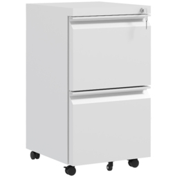 Vinsetto Mobile Steel Filing Cabinet, 2-Drawer Lockable Unit on Wheels with Adjustable Hanging Bar for Various File Sizes, White - Aosom UK - thumbnail 1