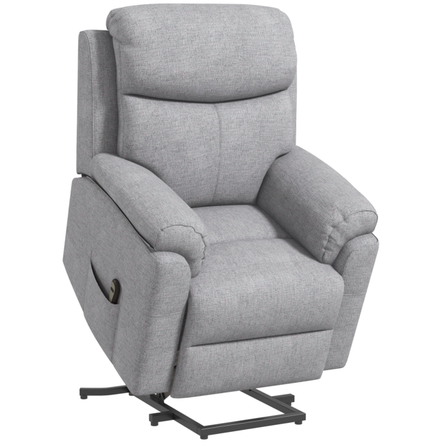 HOMCOM Power Lift Chair Electric Riser Recliner for Elderly, Linen Fabric Sofa Lounge Armchair with Remote Control and Side Pocket, Cat Scratch Anti, Grey - image 1