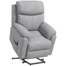 HOMCOM Power Lift Chair Electric Riser Recliner for Elderly, Linen Fabric Sofa Lounge Armchair with Remote Control and Side Pocket, Cat Scratch Anti, Grey - thumbnail 1