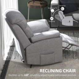 HOMCOM Power Lift Chair Electric Riser Recliner for Elderly, Linen Fabric Sofa Lounge Armchair with Remote Control and Side Pocket, Cat Scratch Anti, Grey - thumbnail 6