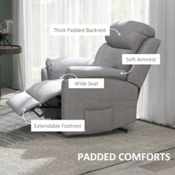 HOMCOM Power Lift Chair Electric Riser Recliner for Elderly, Linen Fabric Sofa Lounge Armchair with Remote Control and Side Pocket, Cat Scratch Anti, Grey - thumbnail 8