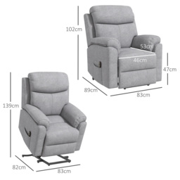 HOMCOM Power Lift Chair Electric Riser Recliner for Elderly, Linen Fabric Sofa Lounge Armchair with Remote Control and Side Pocket, Cat Scratch Anti, Grey - thumbnail 3
