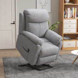 HOMCOM Power Lift Chair Electric Riser Recliner for Elderly, Linen Fabric Sofa Lounge Armchair with Remote Control and Side Pocket, Cat Scratch Anti, Grey - thumbnail 2