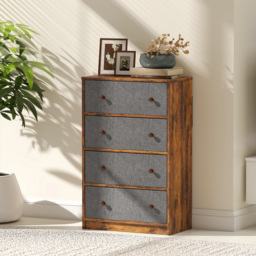 HOMCOM Chest of Drawers, Dresser with 4 Fabric Drawers - Grey and Rustic Brown - thumbnail 9
