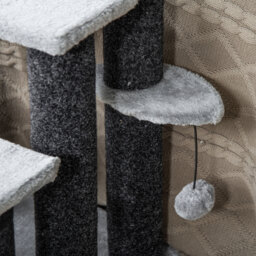 PawHut 4-step Pet Stairs with Scratching Posts, Platforms, Toy Ball, Grey - Aosom UK - thumbnail 9