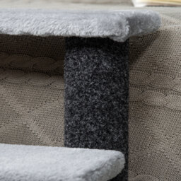 PawHut 4-step Pet Stairs with Scratching Posts, Platforms, Toy Ball, Grey - Aosom UK - thumbnail 8
