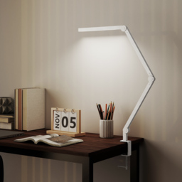 HOMCOM LED Desk Lamp, Dimmable Desk Light with Swing Arm and Clamp, Adjustable Eye-Caring Table Lamp with 2 Colour Modes & 5 Brightness Levels for Study, Drawing, Office, Architect, Task, White - thumbnail 7