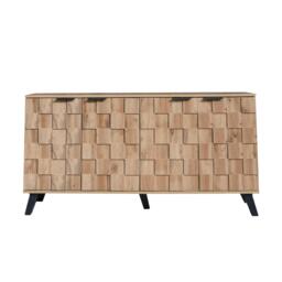 Modern Sideboard with Matt Handles and Sturdy Legs, Durable Storage Cabinet with Adjustable Shelves, 150L x 35W x 78H cm, Wood - Aosom UK - thumbnail 2