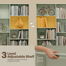 HOMCOM Bookcase with Open Storage, 6-Tier Bookshelf with Anti-Tipping Hardware, Light Green - thumbnail 5