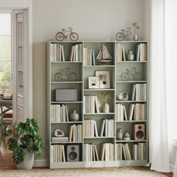 HOMCOM Bookcase with Open Storage, 6-Tier Bookshelf with Anti-Tipping Hardware, Light Green - thumbnail 2