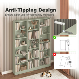 HOMCOM Bookcase with Open Storage, 6-Tier Bookshelf with Anti-Tipping Hardware, Light Green - thumbnail 7