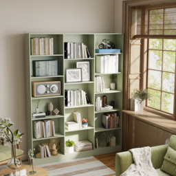 HOMCOM Bookcase with Open Storage, 6-Tier Bookshelf with Anti-Tipping Hardware, Light Green - thumbnail 8