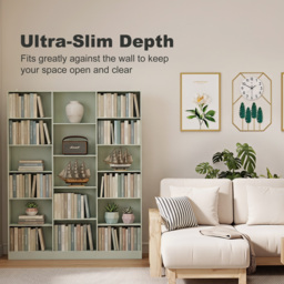 HOMCOM Bookcase with Open Storage, 6-Tier Bookshelf with Anti-Tipping Hardware, Light Green - thumbnail 6