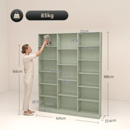 HOMCOM Bookcase with Open Storage, 6-Tier Bookshelf with Anti-Tipping Hardware, Light Green - thumbnail 3