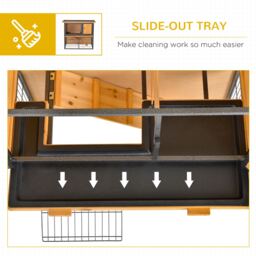 PawHut Wood-metal Rabbit Hutch Elevated Pet House Bunny Cage with Slide-Out Tray Asphalt Openable Roof Lockable Door Outdoor - Aosom UK - thumbnail 6