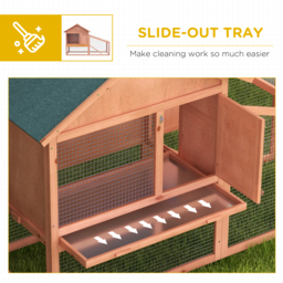 PawHut 2-Tier Solid Wooden Rabbit Hutch, Waterproof Asphalt Roof, Ramp, Removable Tray for Rabbits & Small Pets, Red/Brown - Aosom UK - thumbnail 6