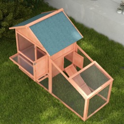 PawHut 2-Tier Solid Wooden Rabbit Hutch, Waterproof Asphalt Roof, Ramp, Removable Tray for Rabbits & Small Pets, Red/Brown - Aosom UK - thumbnail 9