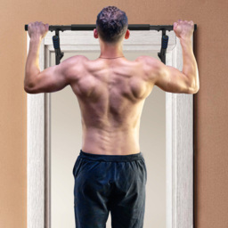 SPORTNOW Pull-Up Bar Doorway, No Drilling Chin-Up Bar Push Up Stand with Resistance Bands and Padded Handles for Home Gym Exercise, Blue - thumbnail 2