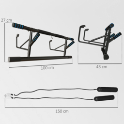 SPORTNOW Pull-Up Bar Doorway, No Drilling Chin-Up Bar Push Up Stand with Resistance Bands and Padded Handles for Home Gym Exercise, Blue - thumbnail 3