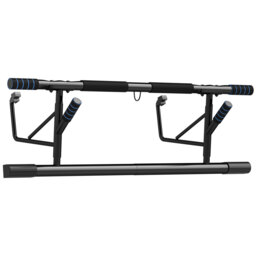 SPORTNOW Pull-Up Bar Doorway, No Drilling Chin-Up Bar Push Up Stand with Resistance Bands and Padded Handles for Home Gym Exercise, Blue