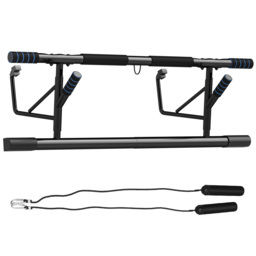SPORTNOW Pull-Up Bar Doorway, No Drilling Chin-Up Bar Push Up Stand with Resistance Bands and Padded Handles for Home Gym Exercise, Blue - thumbnail 1