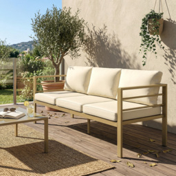 Outsunny Garden Bench with Cushions, 3-Seater Sofa with Backrest, Armrest and Back Cushions, 185 x 66 x 64cm, Cream White - thumbnail 7