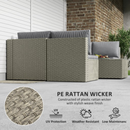 Outsunny 7 Pieces Rattan Garden Furniture Set, 6 Seater Garden Corner Sofa with Wide Seat, Cushions and Glass Top Table, Sectional Outdoor Furniture Conservatory Set for Patio, Light Brown - thumbnail 5