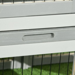 PawHut Wooden Rabbit Hutch with Outdoor Run Grey - thumbnail 8