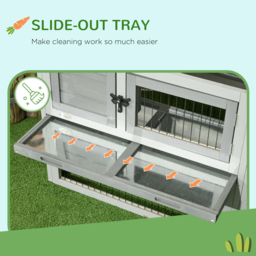 PawHut Wooden Rabbit Hutch with Outdoor Run Grey - thumbnail 6